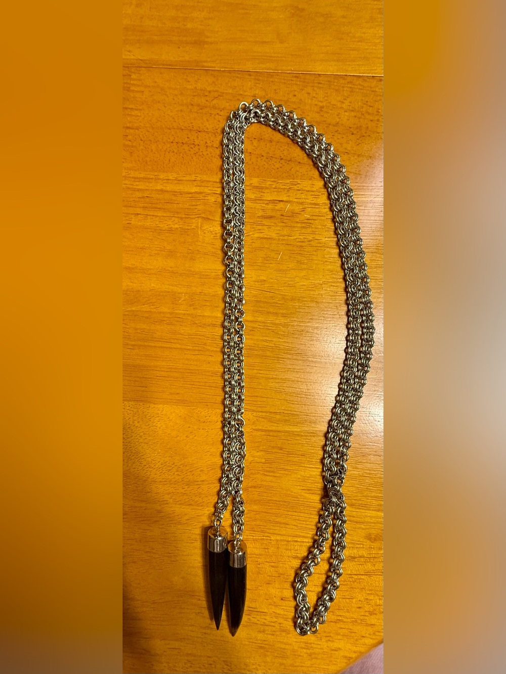 Soko Knotted Lariat Horn Talon Necklace, Silvertone with Black Horns, QVC - Picture 3 of 4